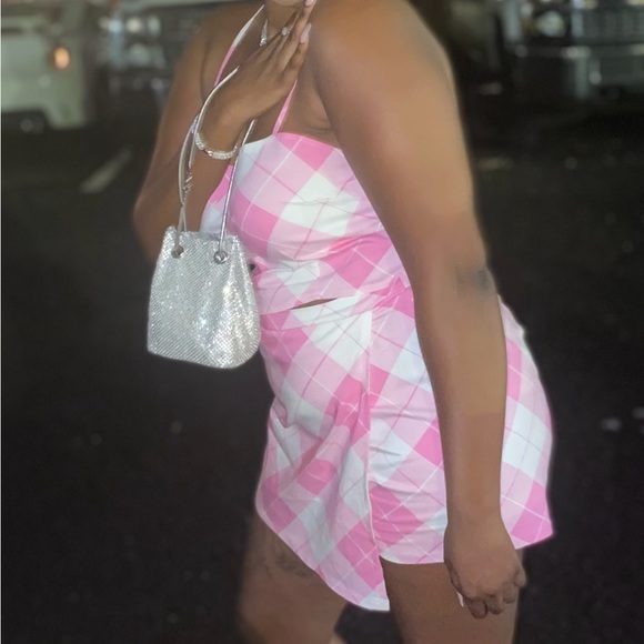 Pink and white spaghetti strap skirt set. Worn once - Picture 1 of 1